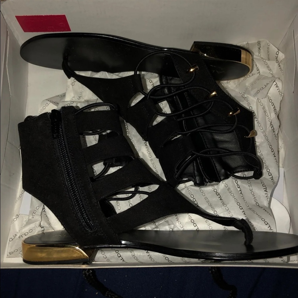 Aldo black and gold sandals